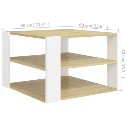 vidaXL Table basse chêne Sonoma blanc 60x60x40 cm aggloméré