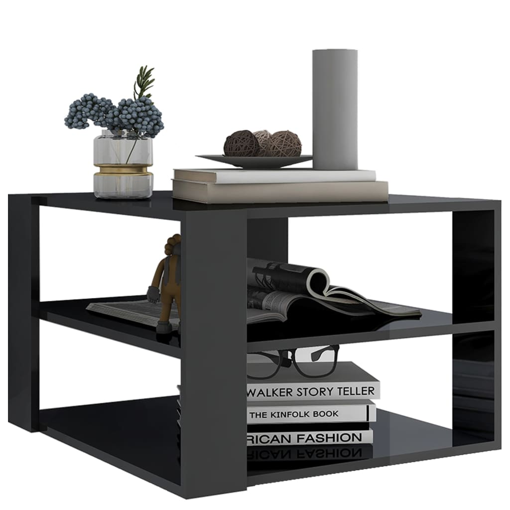 vidaXL Couchtisch Hochglanz-Grau 60x60x40 cm Holzwerkstoff