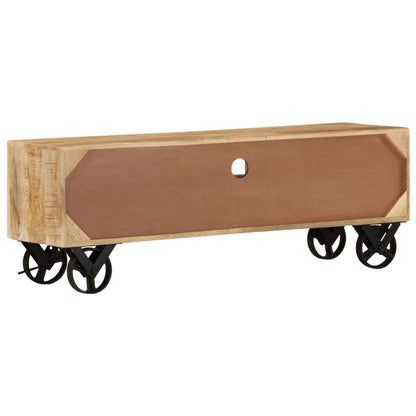 vidaXL Meuble TV à roulettes 110x30x37 cm Bois de manguier massif