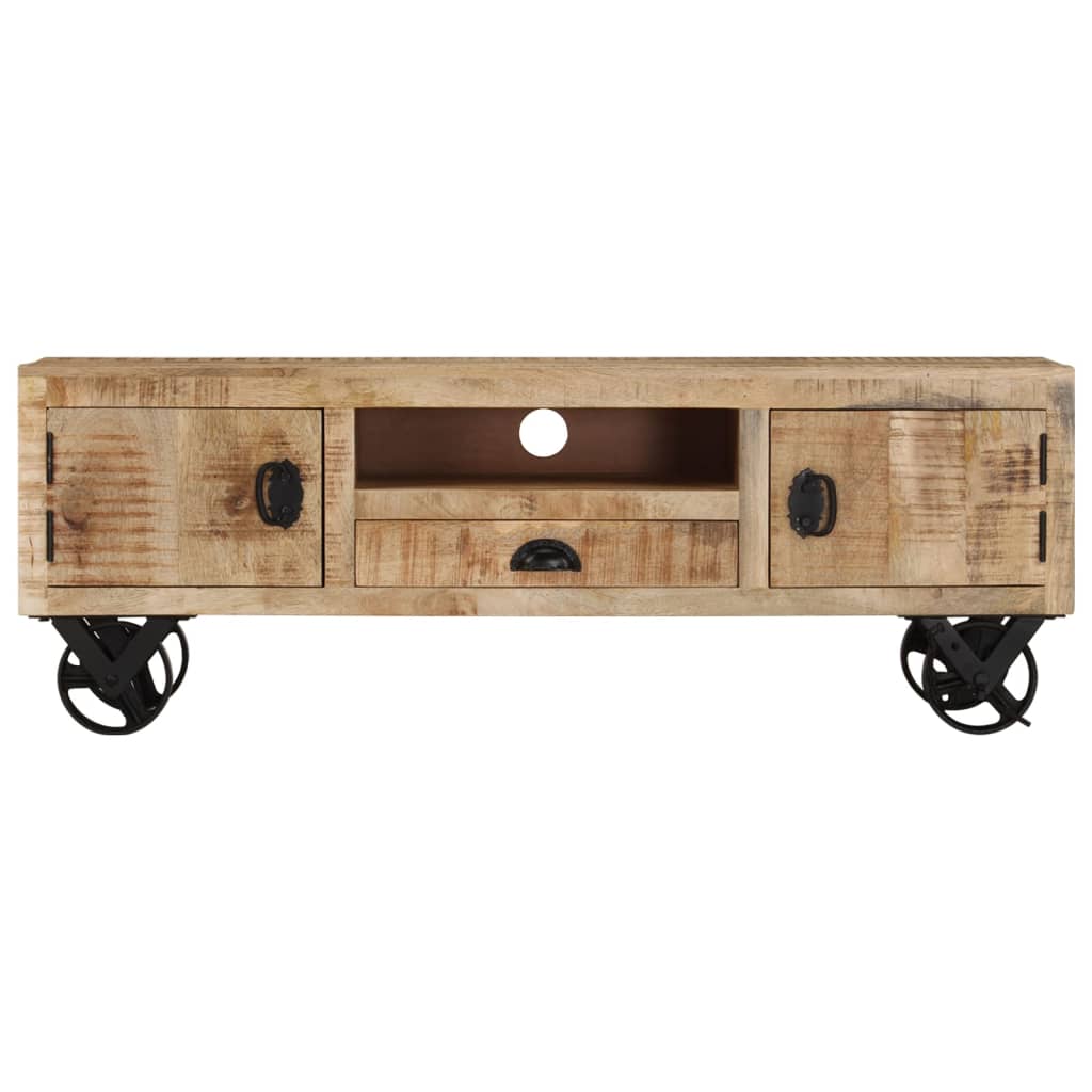 vidaXL Meuble TV à roulettes 110x30x37 cm Bois de manguier massif