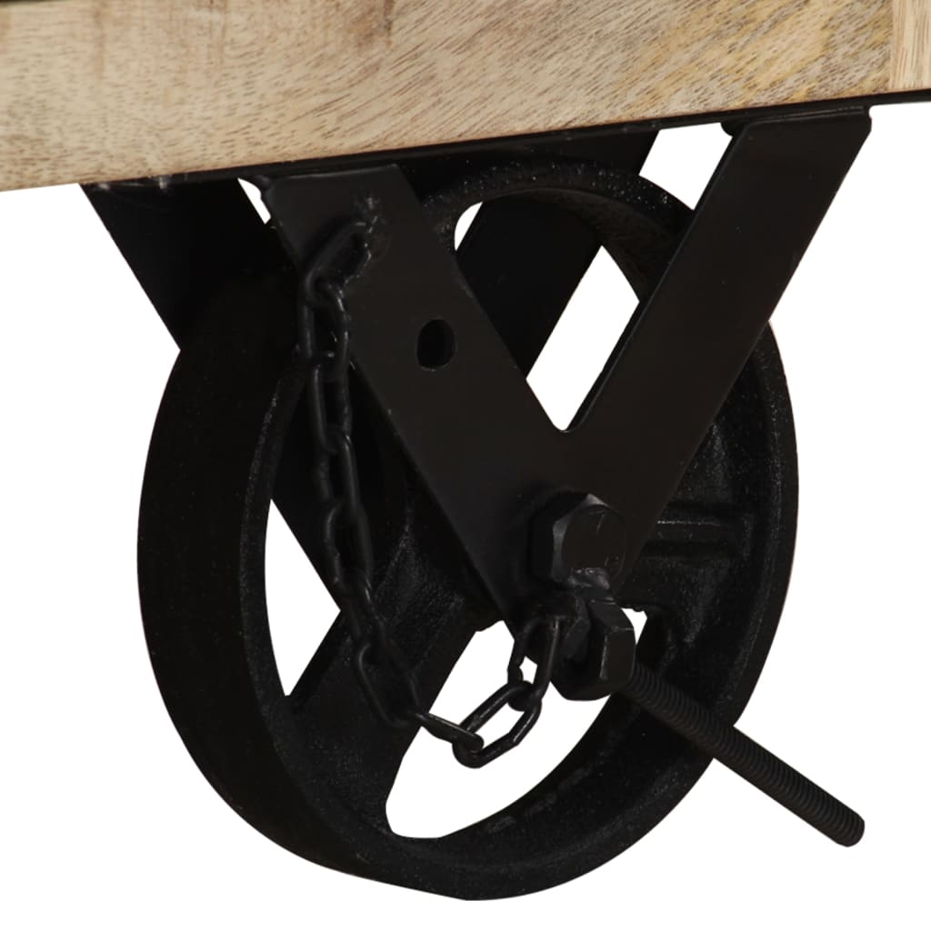 vidaXL Meuble TV à roulettes 110x30x37 cm Bois de manguier massif