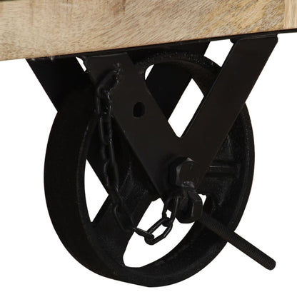 vidaXL Meuble TV à roulettes 110x30x37 cm Bois de manguier massif