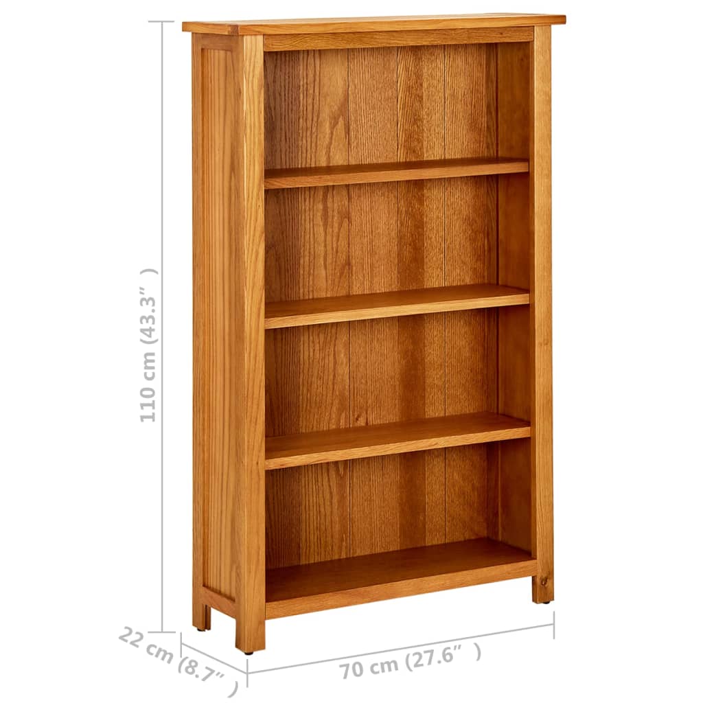 vidaXL Bücherregal 4 Fächer 70x22x110 cm Massivholz Eiche