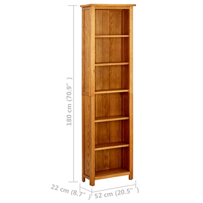 vidaXL Bibliothèque 6 étagères 52x22x180 cm Bois de chêne massif