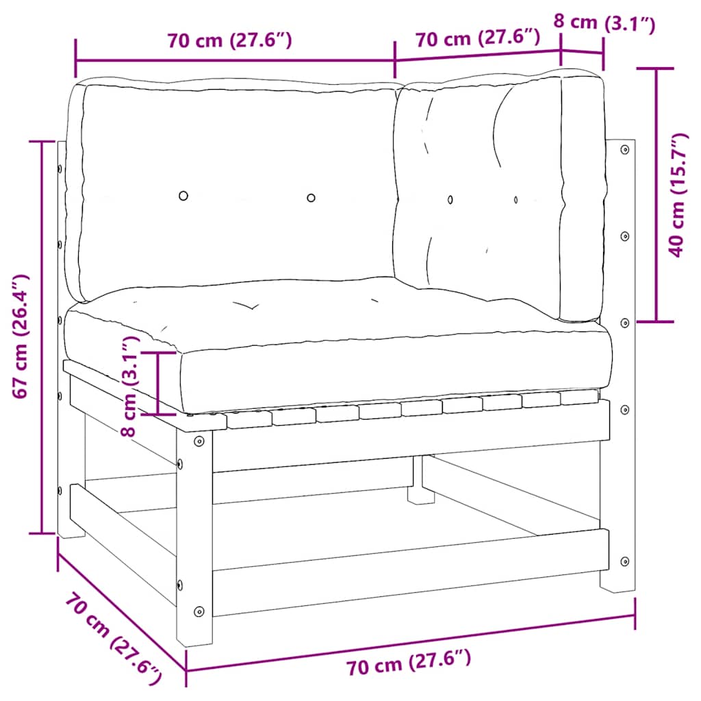 Garten-Ecksofa mit Kissen Massivholz Kiefer