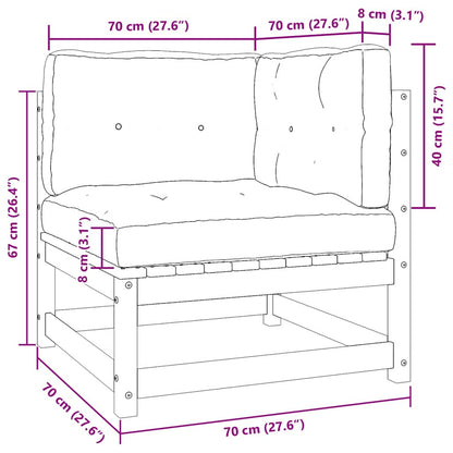 Garten-Ecksofa mit Kissen Massivholz Kiefer