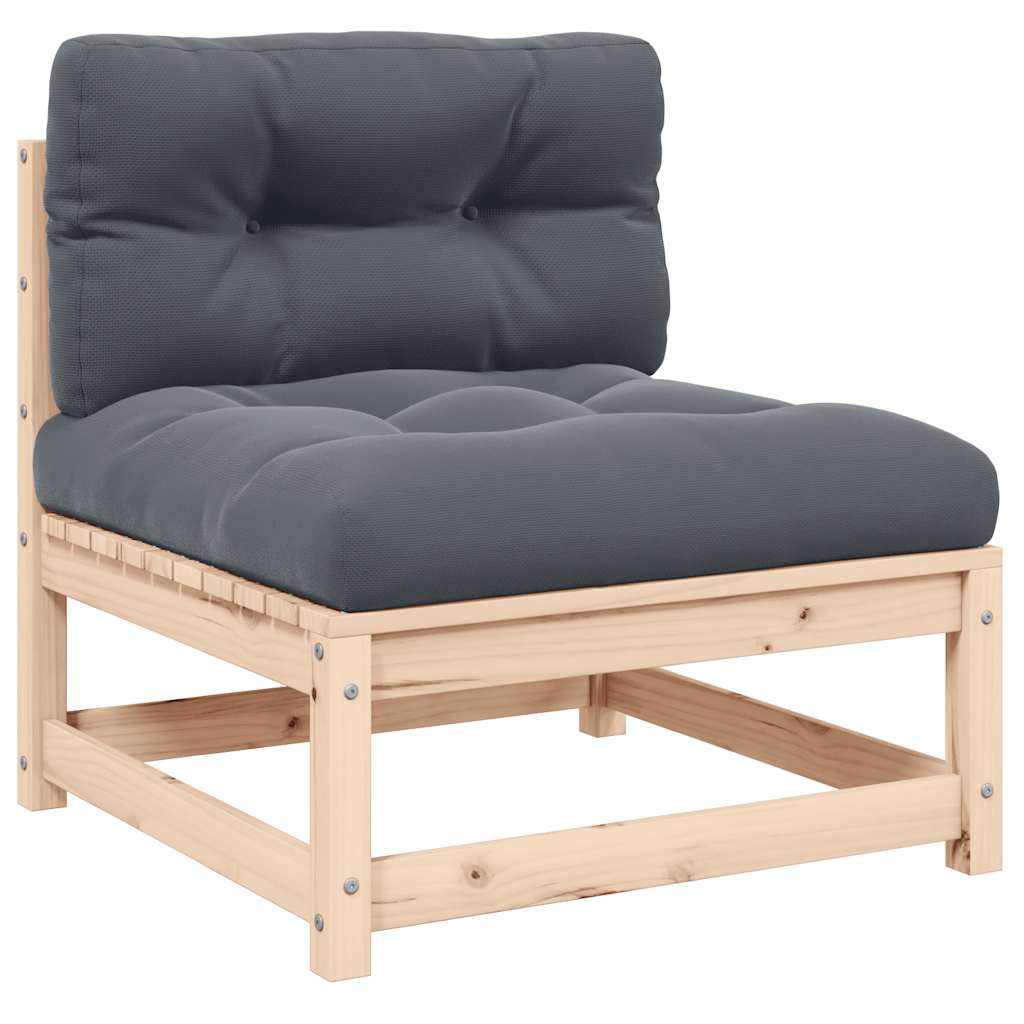 vidaXL Garten-Mittelsofa mit Kissen Massivholz Kiefer