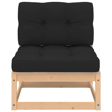 vidaXL Garten-Mittelsofa mit Kissen Massivholz Kiefer