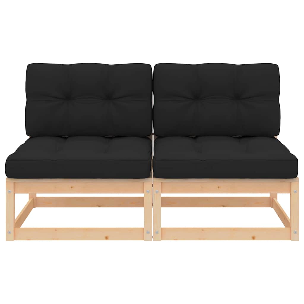 vidaXL Canapés centraux de jardin avec coussins 2 pcs Bois de pin massif