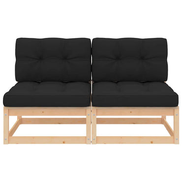 vidaXL Garten-Mittelsofas mit Kissen 2 Stk. Massivholz Kiefer