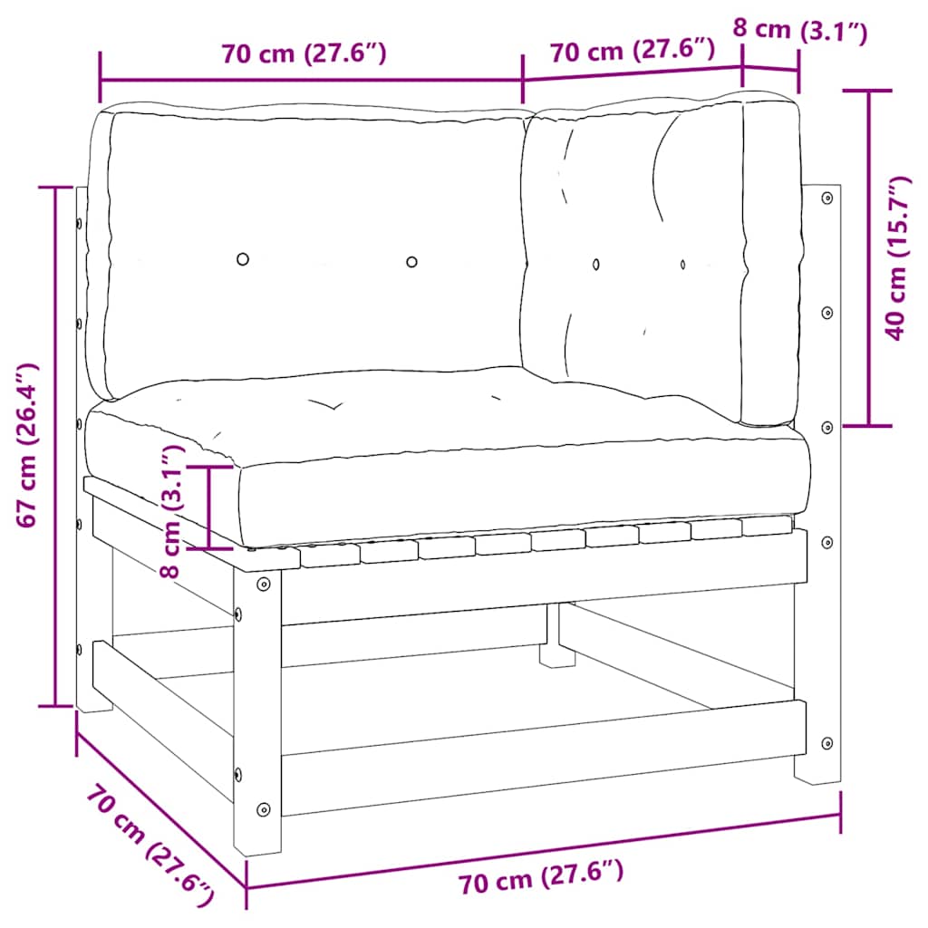 vidaXL 2-tlg. Garten-Lounge-Set mit Kissen Kiefer Massivholz