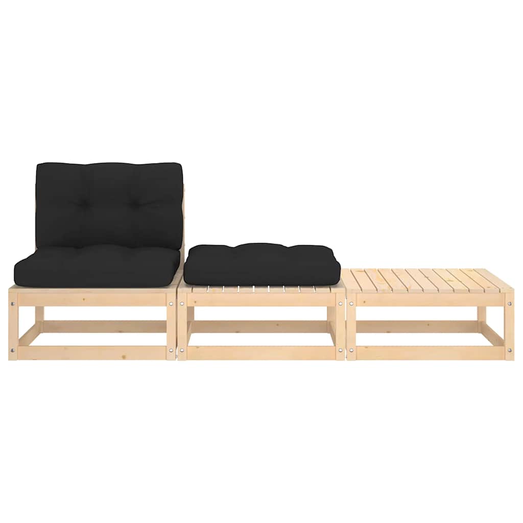 vidaXL 3-tlg. Garten-Lounge-Set mit Kissen Kiefer Massivholz