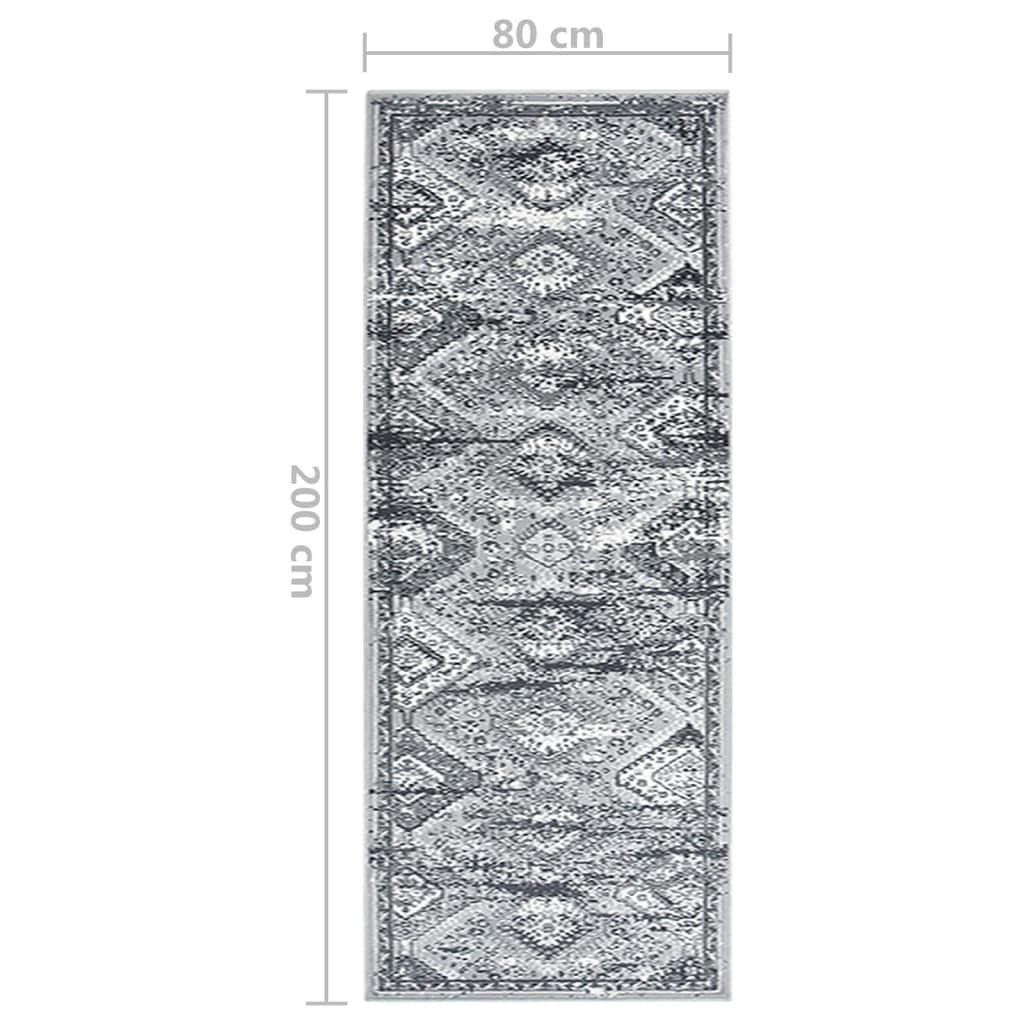 vidaXL Tapis de Couloir BCF Oriental Gris 80x200 cm