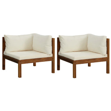 vidaXL Ecksofas 2 Stk. mit Cremeweißen Kissen Massivholz Akazie