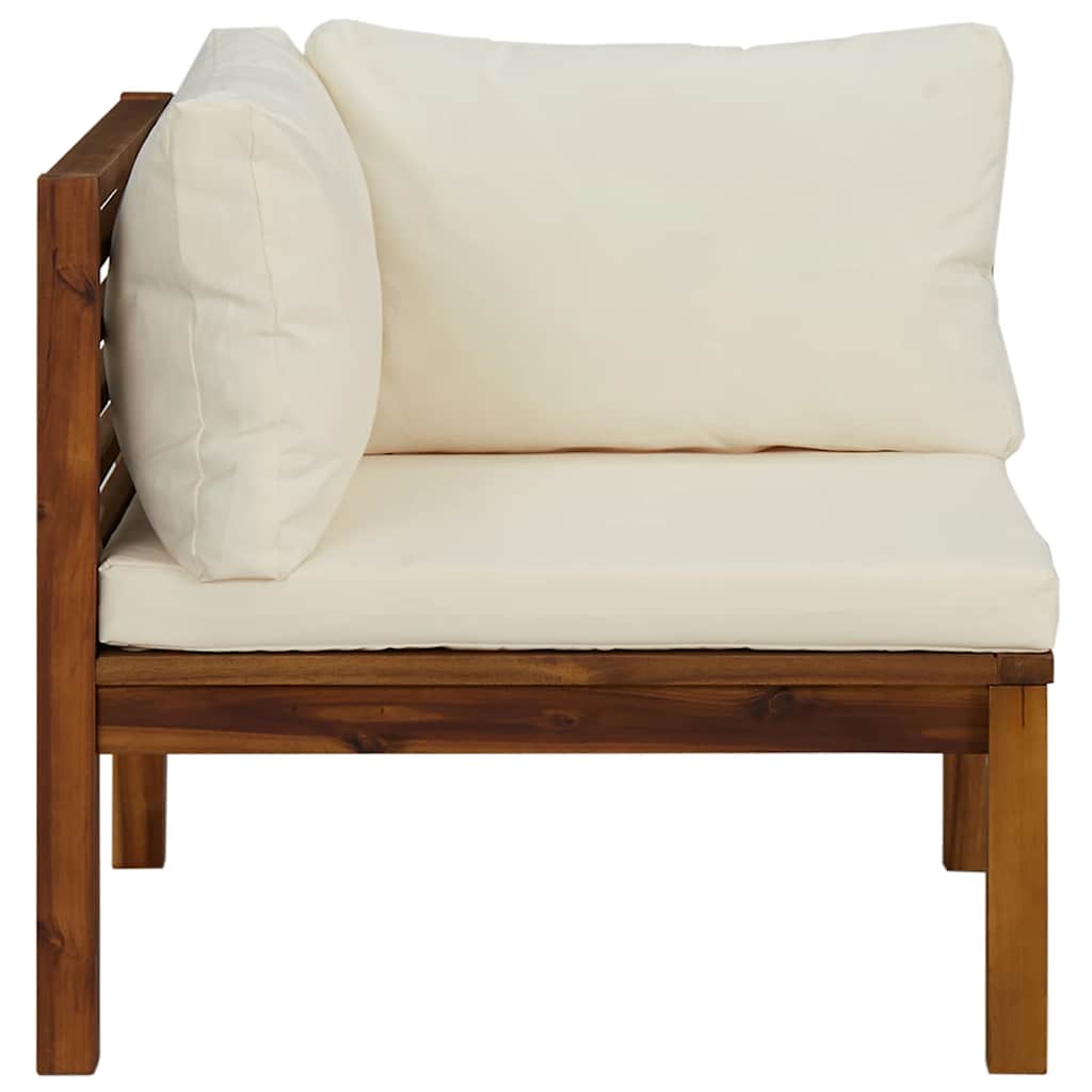 vidaXL Canapés d'angle 2 pcs avec Coussins Crème Bois d'Acacia Massif