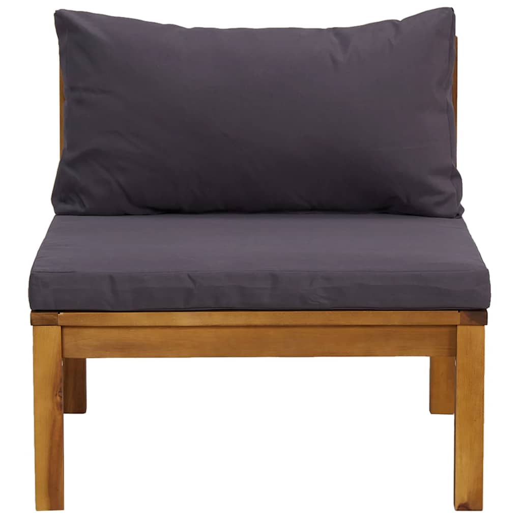 vidaXL Ensemble de salon de jardin 3 pcs avec coussins gris foncé Bois d'acacia