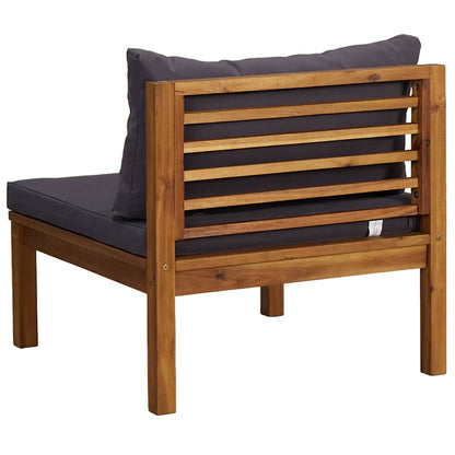 vidaXL Ensemble de salon de jardin 3 pcs avec coussins gris foncé Bois d'acacia