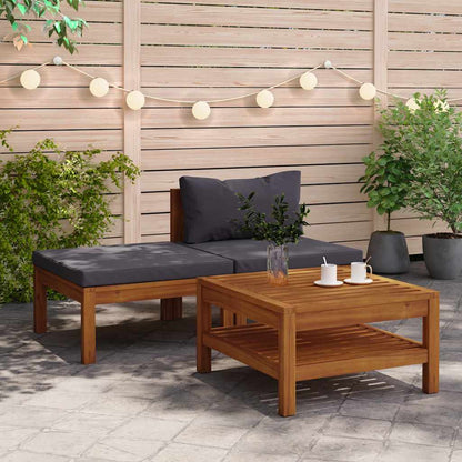 vidaXL Ensemble de salon de jardin 3 pcs avec coussins gris foncé Bois d'acacia