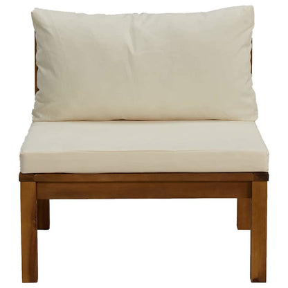 vidaXL 3-tlg. Garten-Lounge-Set mit Cremeweißen Kissen Akazienholz