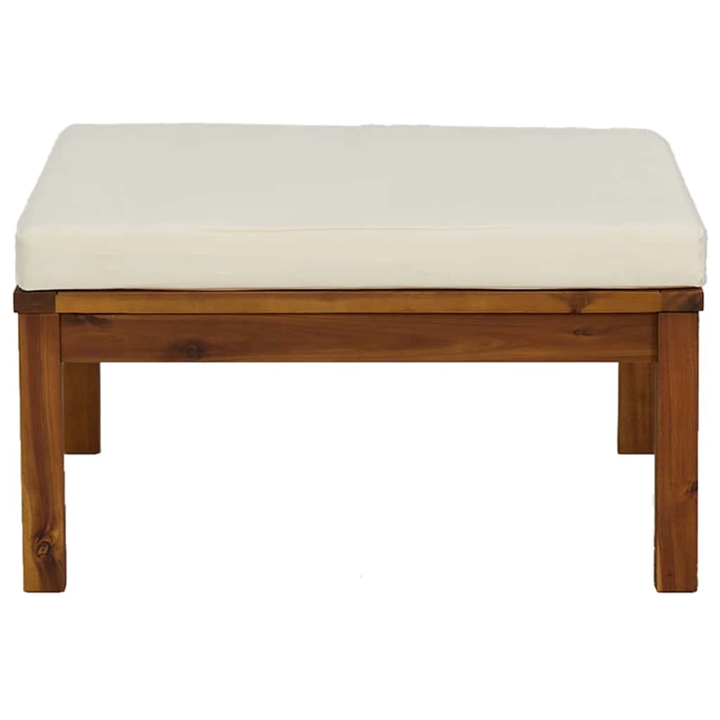 vidaXL 3-tlg. Garten-Lounge-Set mit Cremeweißen Kissen Akazienholz