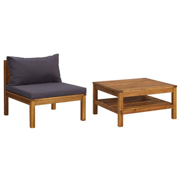 vidaXL Ensemble de canapé de jardin 2 pcs avec coussins gris foncé Bois d'acacia