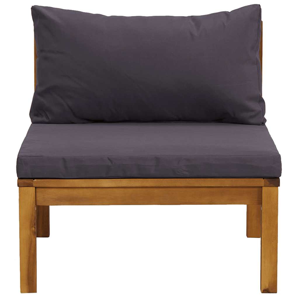 vidaXL Ensemble de canapé de jardin 2 pcs avec coussins gris foncé Bois d'acacia