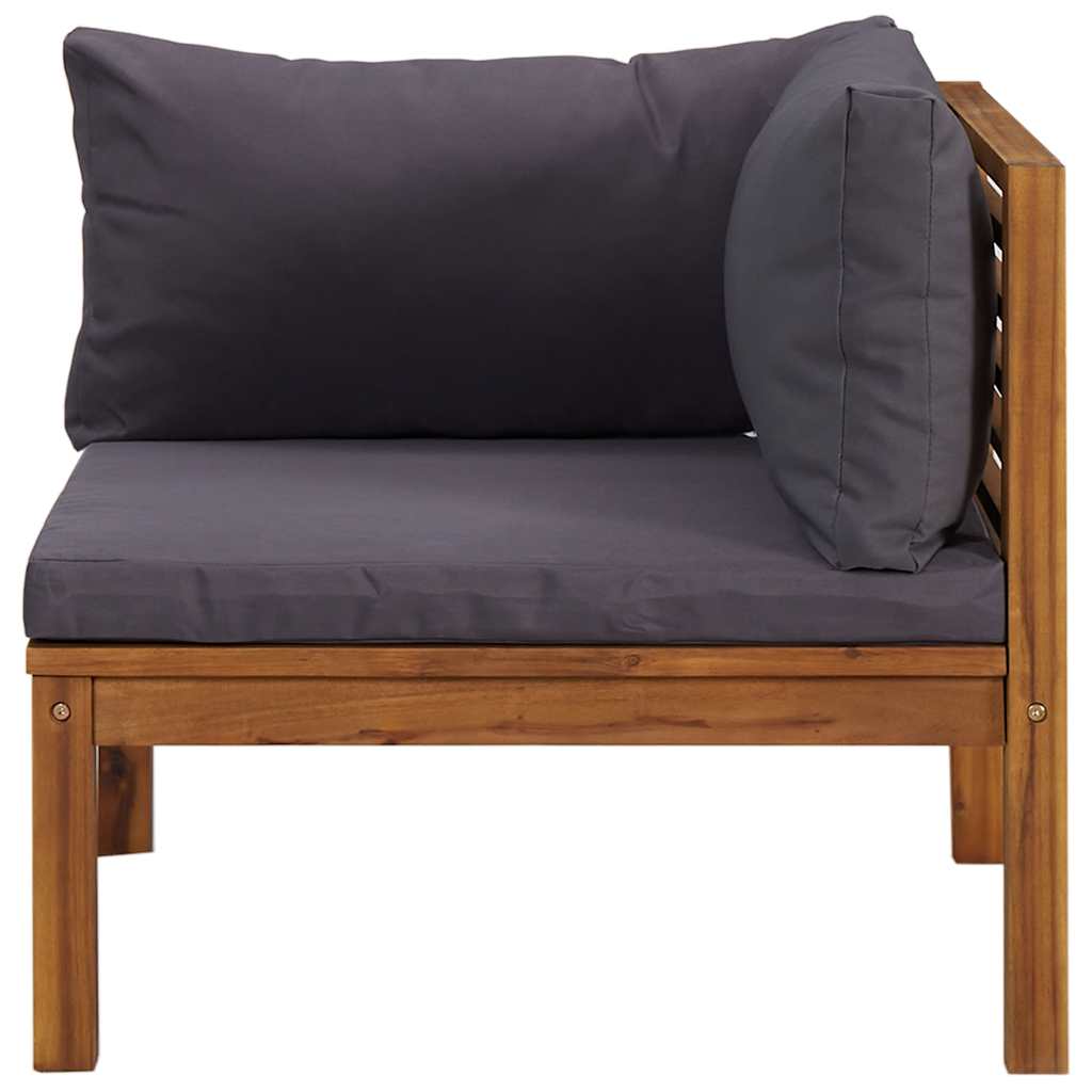 vidaXL Canapé d'angle modulaire avec coussins gris foncé Bois d'acacia massif