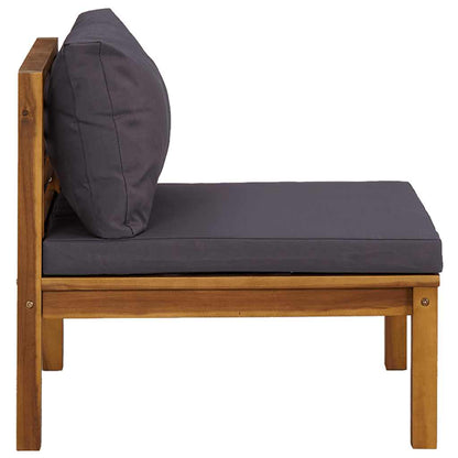 vidaXL Canapé central modulaire avec coussins gris foncé Bois d'acacia massif