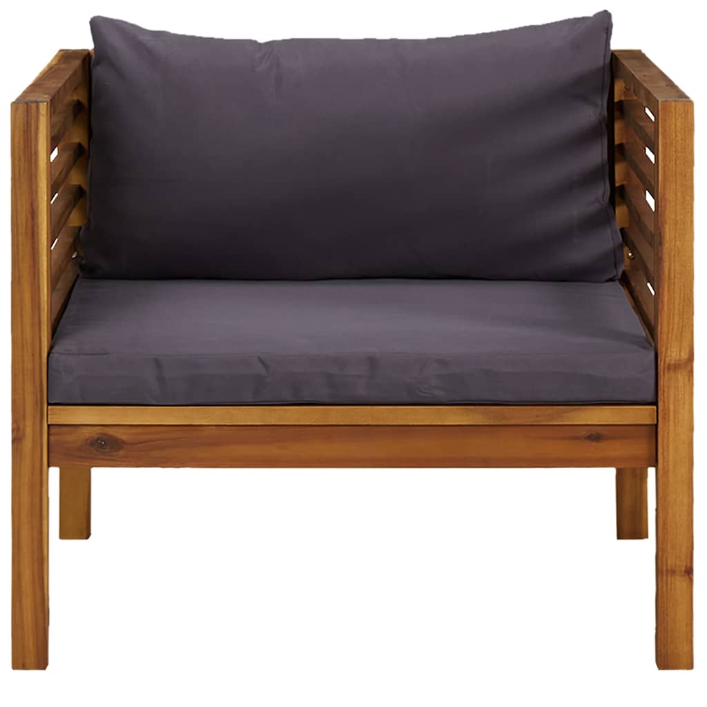 vidaXL Chaise de jardin avec coussins gris foncé Bois d'acacia massif