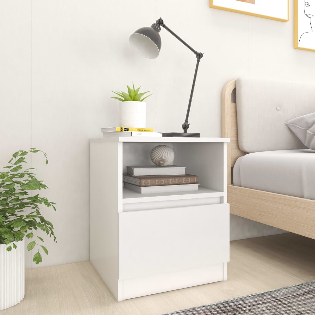 vidaXL Tables de chevet 2 pcs Blanc 40x40x50 cm Bois d'ingénierie