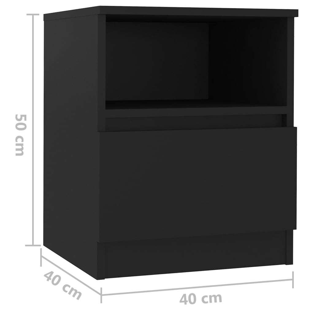vidaXL Table de chevet Noir 40x40x50 cm Bois d'ingénierie