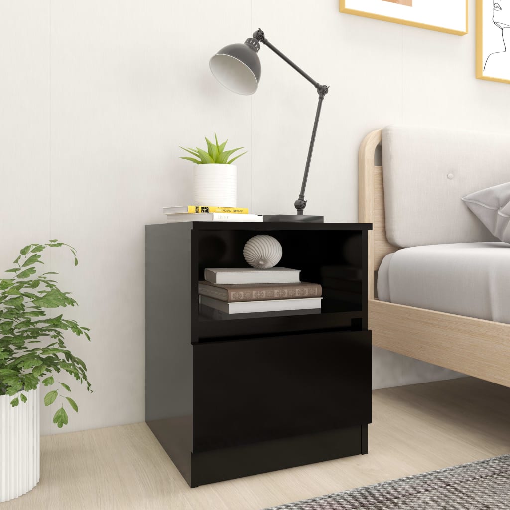 vidaXL Table de chevet Noir 40x40x50 cm Bois d'ingénierie