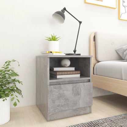 vidaXL Table de chevet gris béton 40x40x50 cm, bois d'ingénierie