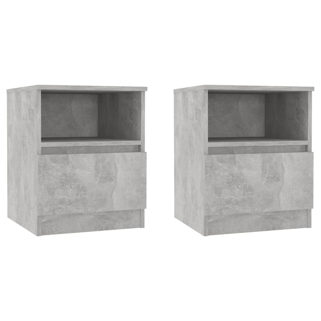 vidaXL Tables de chevet 2 pcs Gris béton 40x40x50 cm Bois d'ingénierie