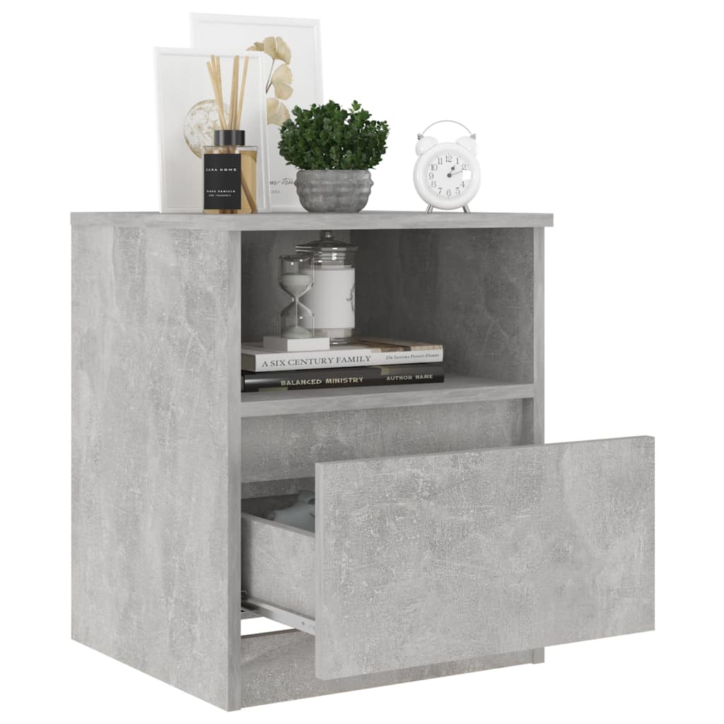 vidaXL Tables de chevet 2 pcs Gris béton 40x40x50 cm Bois d'ingénierie