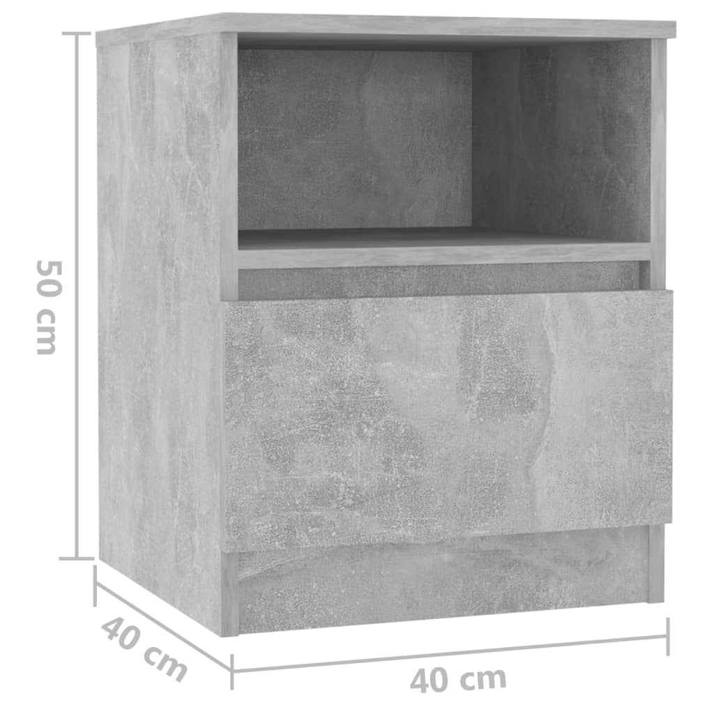 vidaXL Tables de chevet 2 pcs Gris béton 40x40x50 cm Bois d'ingénierie