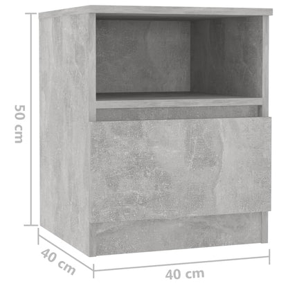 vidaXL Tables de chevet 2 pcs Gris béton 40x40x50 cm Bois d'ingénierie