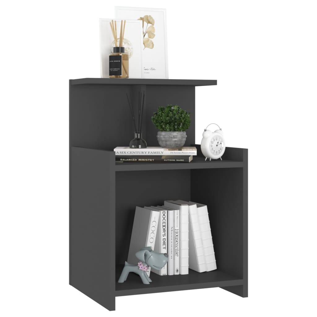vidaXL Table de chevet Gris 40x35x60 cm Bois d'ingénierie