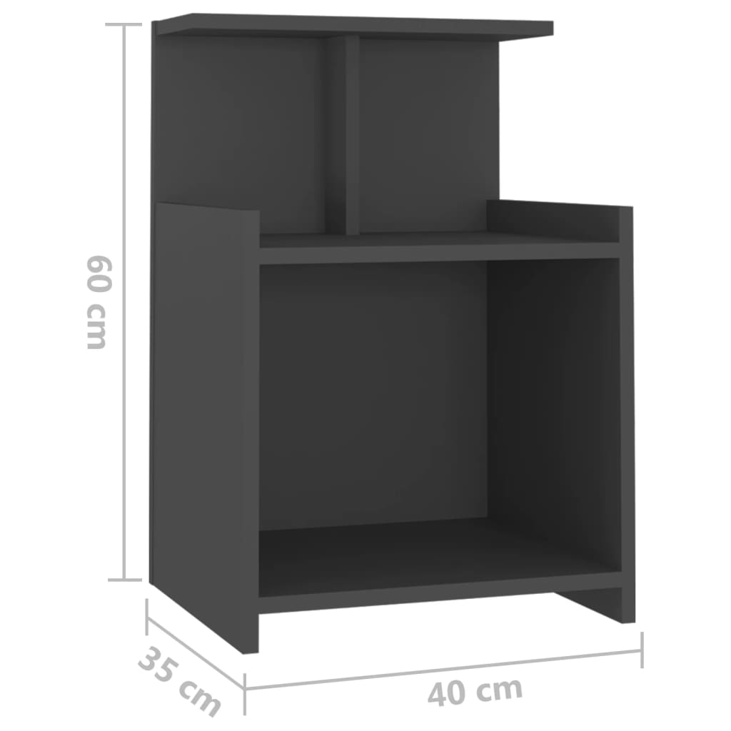 vidaXL Table de chevet Gris 40x35x60 cm Bois d'ingénierie
