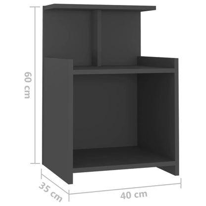 vidaXL Table de chevet Gris 40x35x60 cm Bois d'ingénierie