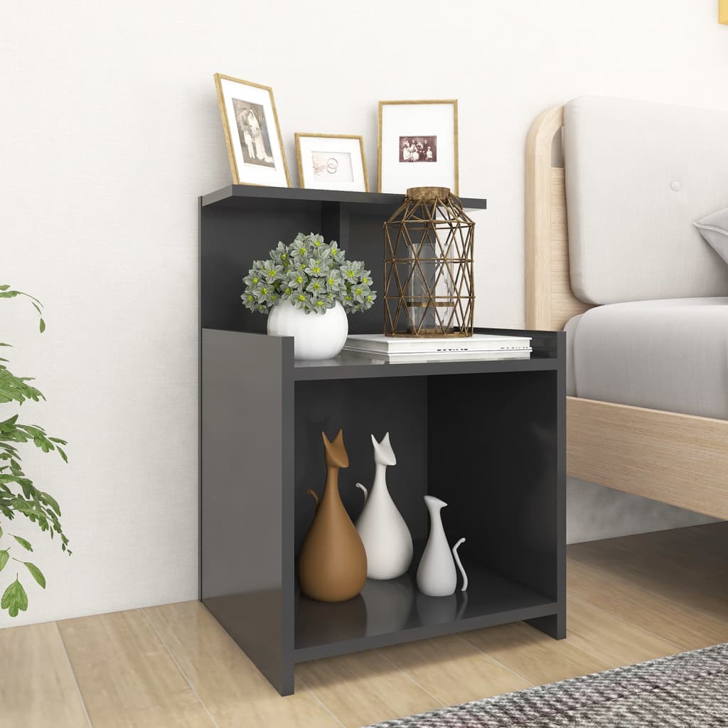 vidaXL Table de chevet Gris 40x35x60 cm Bois d'ingénierie