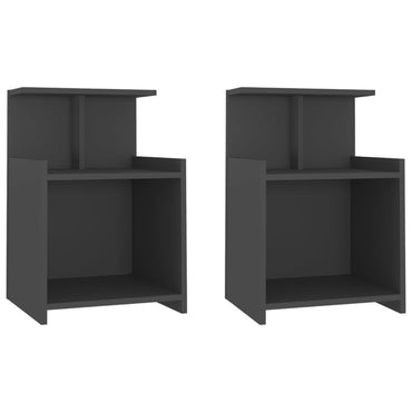 vidaXL Tables de chevet 2 pcs Gris 40x35x60 cm Bois d'ingénierie