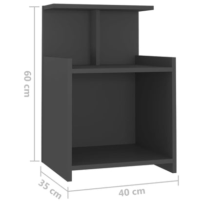 vidaXL Tables de chevet 2 pcs Gris 40x35x60 cm Bois d'ingénierie