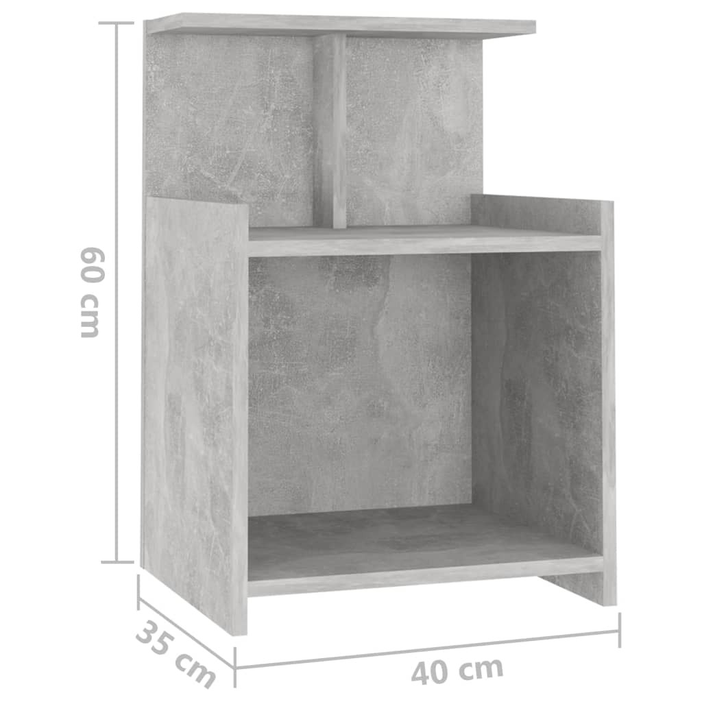 vidaXL Table de chevet gris béton 40x35x60 cm bois d'ingénierie