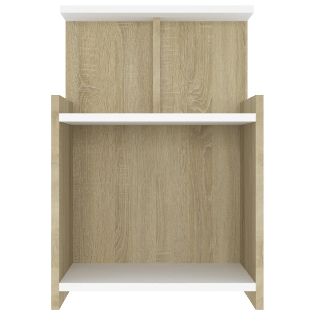 vidaXL Table de chevet blanc et chêne sonoma 40x35x60 cm Bois d'ingénierie