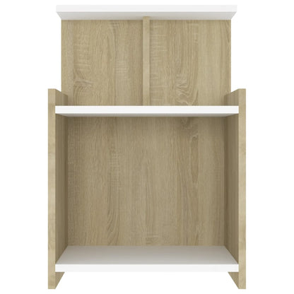 vidaXL Table de chevet blanc et chêne sonoma 40x35x60 cm Bois d'ingénierie