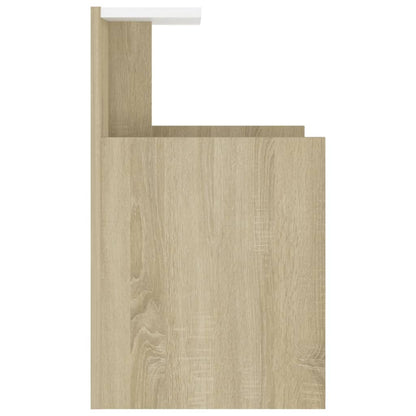 vidaXL Table de chevet blanc et chêne sonoma 40x35x60 cm Bois d'ingénierie