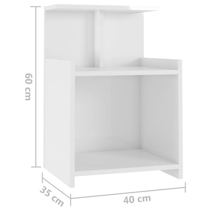 vidaXL Nachttische 2 Stk. Hochglanz-Weiß 40x35x60 cm Holzwerkstoff