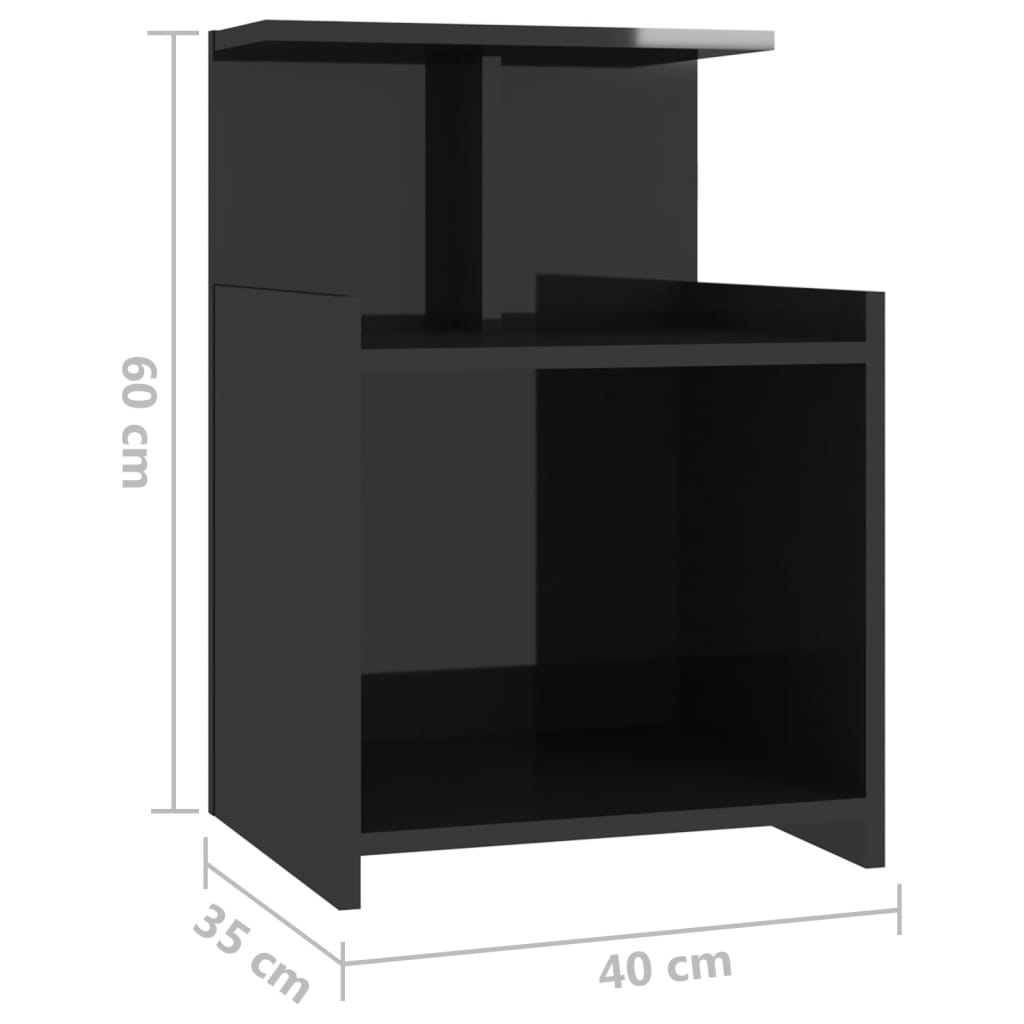 vidaXL Nachttisch Hochglanz-Schwarz 40x35x60 cm Holzwerkstoff