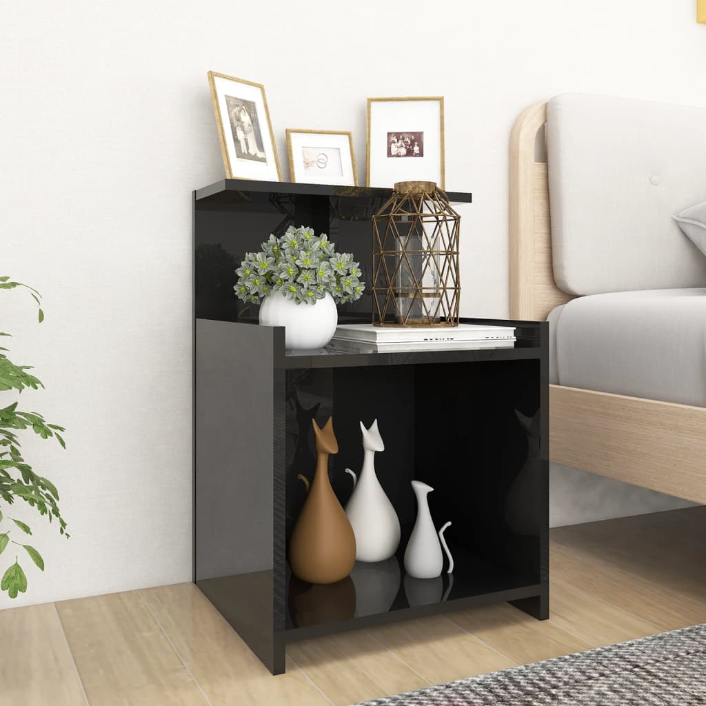 vidaXL Nachttisch Hochglanz-Schwarz 40x35x60 cm Holzwerkstoff
